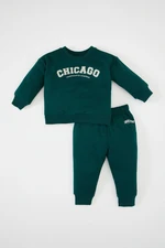 DEFACTO Baby Boy 2-Piece Set Printed Sweatshirt Top Elastic Waist Jogger Tracksuit Bottom