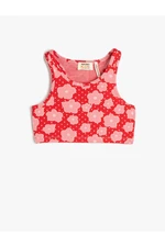 Koton Athlete Crop Floral Sleeveless, Round Neck Slim Fit.