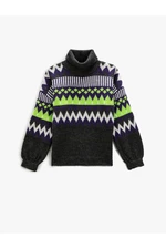 Koton Turtleneck Knitwear Sweater Geometric Pattern Long Sleeve