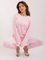 Light pink women's velour set with sweatshirt