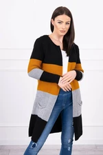 Cardigan sweater on straps black+mustard