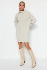 Trendyol Stone Mini Knitwear Wide Pattern Dress