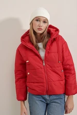 Bigdart 5117 Hooded Puffer Coat - Red