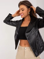 Black short biker jacket with pockets