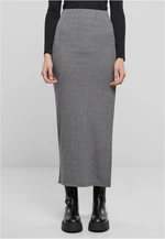 Women's ribbed skirt with high slit gray