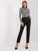 Black women's fabric trousers with elastic waistband