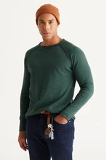 AC&Co / Altınyıldız Classics Men's Green Recycle Standard Fit Regular Cut Crew Neck Cotton Muline Pattern Knitwear Sweater.