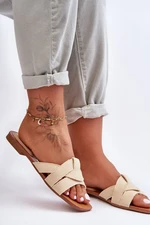 Women's material sandals Beige Aversa