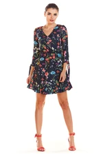 Infinite You Woman's Dress M195 Navy Blue Flowers