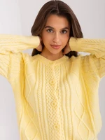 Light yellow women's button-down cardigan