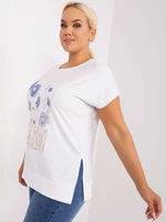 Ecru blouse plus sizes with short sleeves