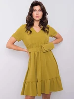 Light khaki dress with frills by Vianna