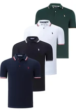 QUAD SET T8594 DEWBERRY MENS T-SHIRT-BLACK-WHITE-NAVY BLUE-NEFT