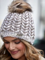 Winter cap cappuccino herringbone