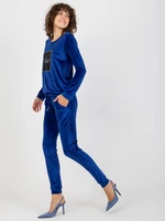 Women's cobalt velour set with print