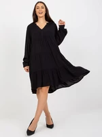Black boho dress with frills and neckline SUBLEVEL