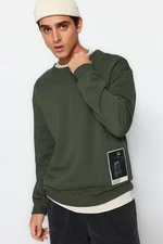 Trendyol Khaki Men's Relaxed/Comfortable fit Art Theme Appliqués Cotton Sweatshirt