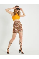 Koton Floral Mini Shorts with Elastic Waist Pleated