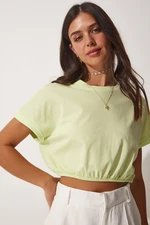 Happiness İstanbul Women's Light Green Crop T-Shirts