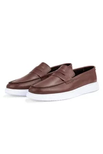 Ducavelli Trim Genuine Leather Men's Casual Shoes. Loafers, Lightweight Shoes, Summer Shoes Brown.