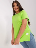 Light green plus size blouse with round neckline