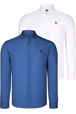 DUAL SET G725 DEWBERRY MENS SHIRTS-WHITE-INDIGO