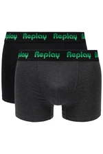 Replay Boxerky Boxer Style 5 Jacquard Logo 2Pcs Box - Black/D G Mel/Gre - Pánské