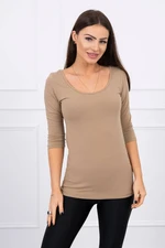 Camel blouse with round neckline