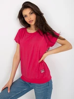 Fuchsia basic summer blouse with short sleeves