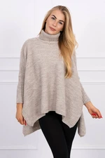 Turtleneck sweater and side slits beige