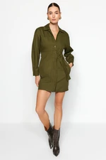 Trendyol Khaki Belt Detailed Mini Woven Double Breasted Woven Dress Woven Woven Dress