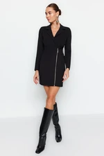 Trendyol Black Jacket Collar Zipper Detailed Woven Woven Dress