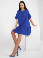 Sindy SUBLEVEL cobalt blue viscose ruffle dress