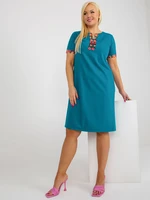 Simple navy cotton dress of larger size