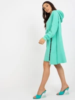 Mint long oversize sweatshirt with zippers and pocket