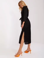 Black simple cocktail dress with stripe