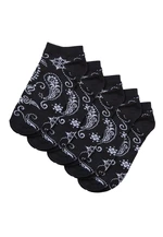 Bandana Pattern No Show Socks 5-Pack black