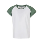 Girls' contrasting raglan t-shirt white/sage