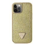 Zadní kryt Guess Rhinestones Triangle Metal Logo pro Apple iPhone 12 Pro Max, zlatá