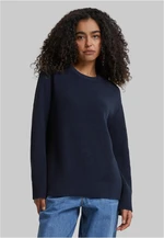 Women's ribbed knitted sweater navy