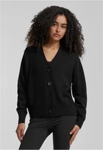 Women's ribbed cardigan with buttons black