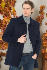 PLT8206 DEWBERRY MEN'S COAT-PLAIN NAVY BLUE