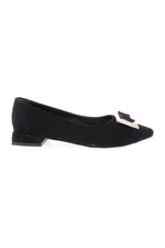 DGN 2802-23y Womens Pointed Toe Flats with Metal Square Buckles.