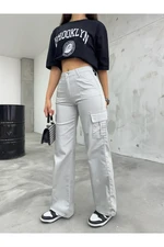 12128 Dewberry High Waist Wide Leg Cargo Pocket Trousers-TAŞ