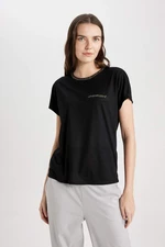 DEFACTO Regular Fit Glitter Detailed Short Sleeve T-Shirt