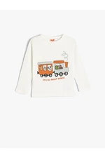 Koton T-Shirt Printed Long Sleeve Crew Neck Cotton