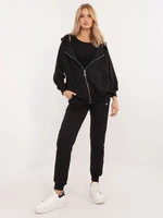 Black three-piece tracksuit with top