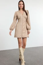 Trendyol Stone Plain Mini Woven Dress