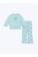 LC Waikiki LCW baby Crew Neck Long Sleeve Printed Baby Girl Sweatshirt and Tights 2-Pack