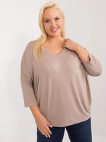 Tmavě béžová plus size viskózová halenka